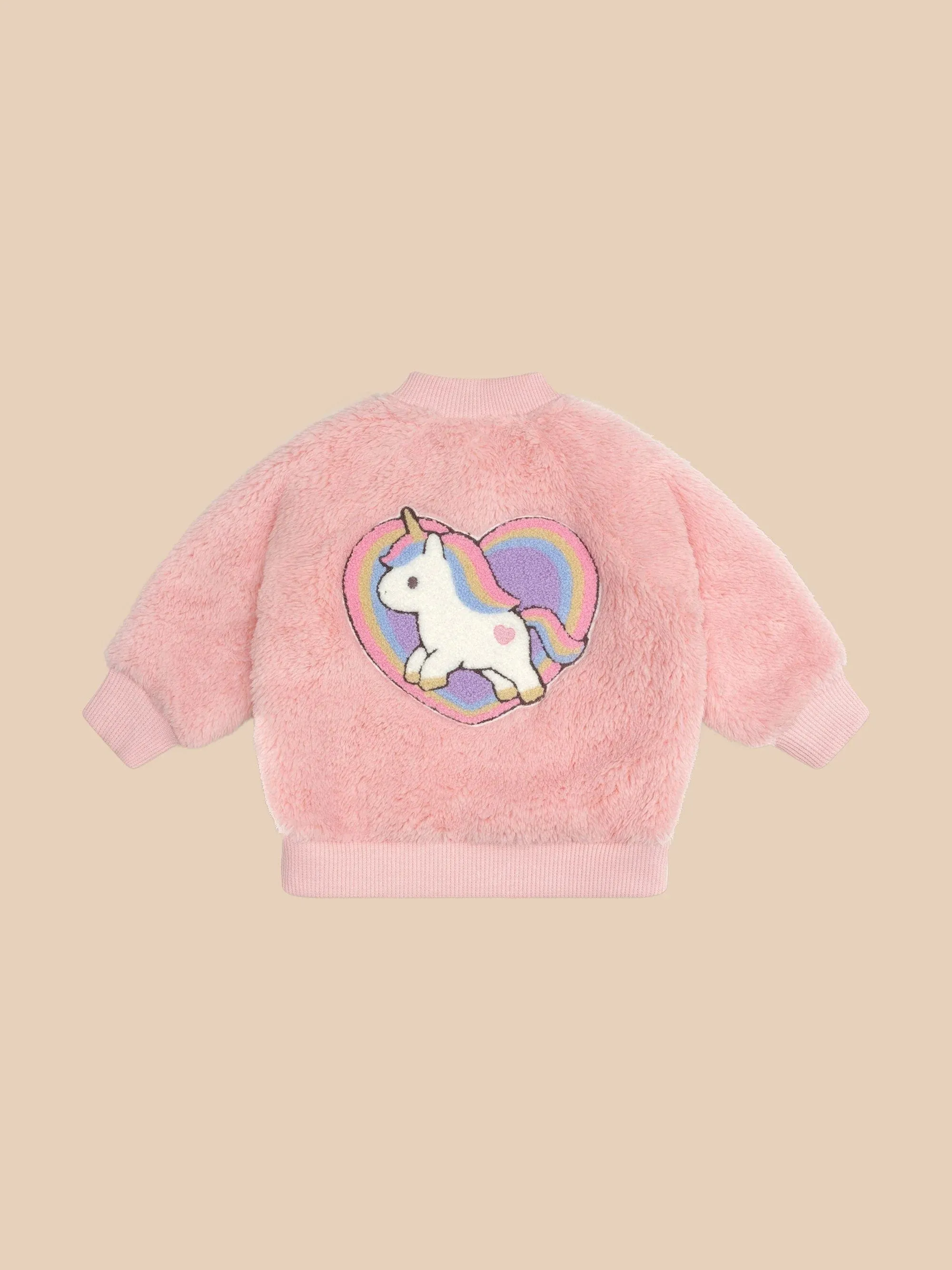 Unicorn heart faux fur jacket