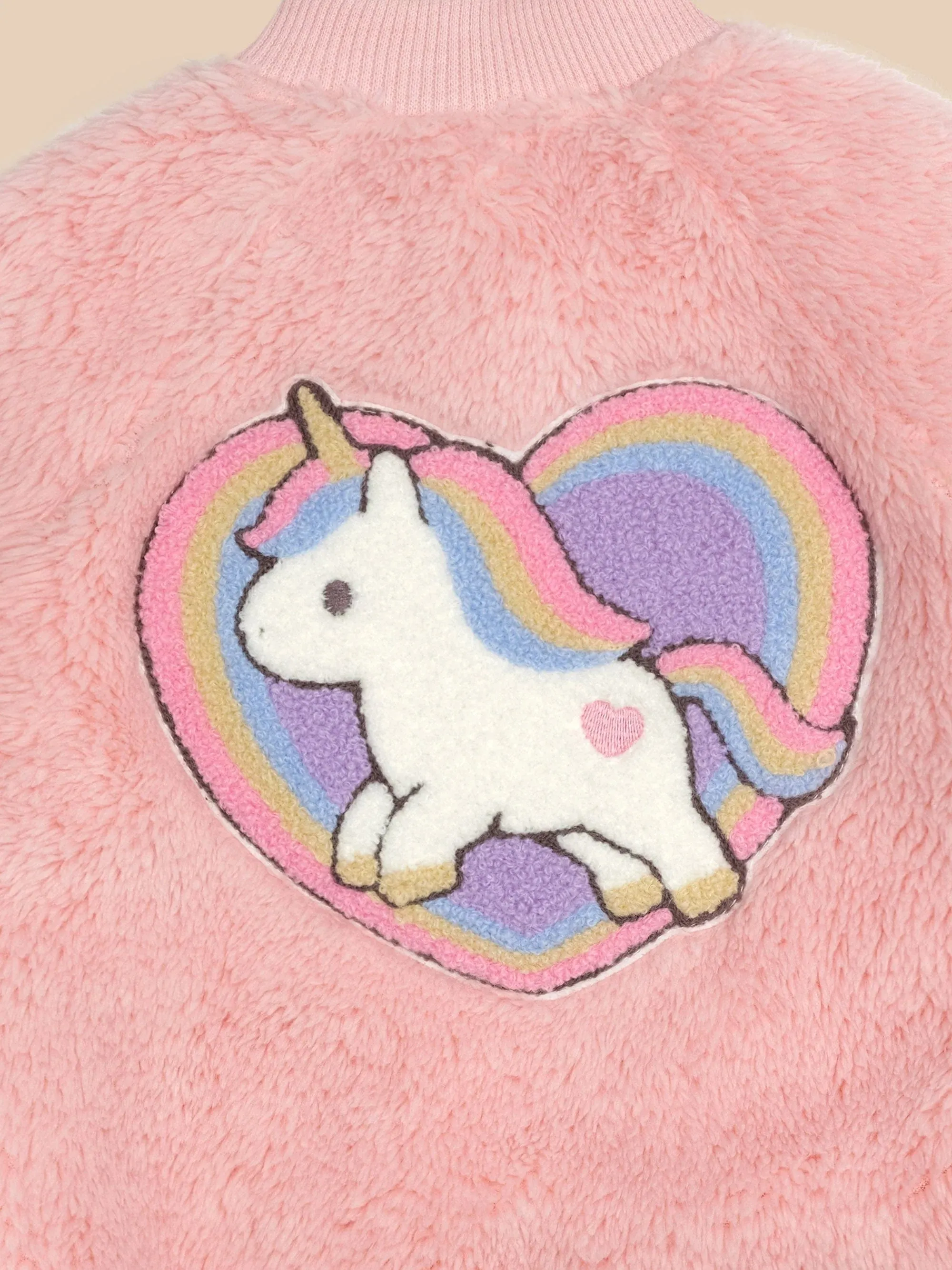 Unicorn heart faux fur jacket