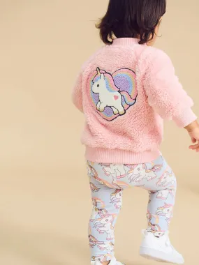 Unicorn heart faux fur jacket