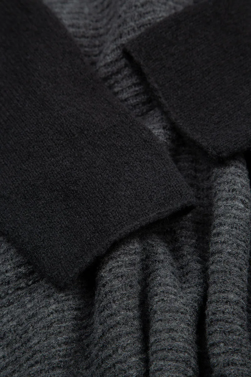 V-Neck Black & Dark Grey Wool Sweater