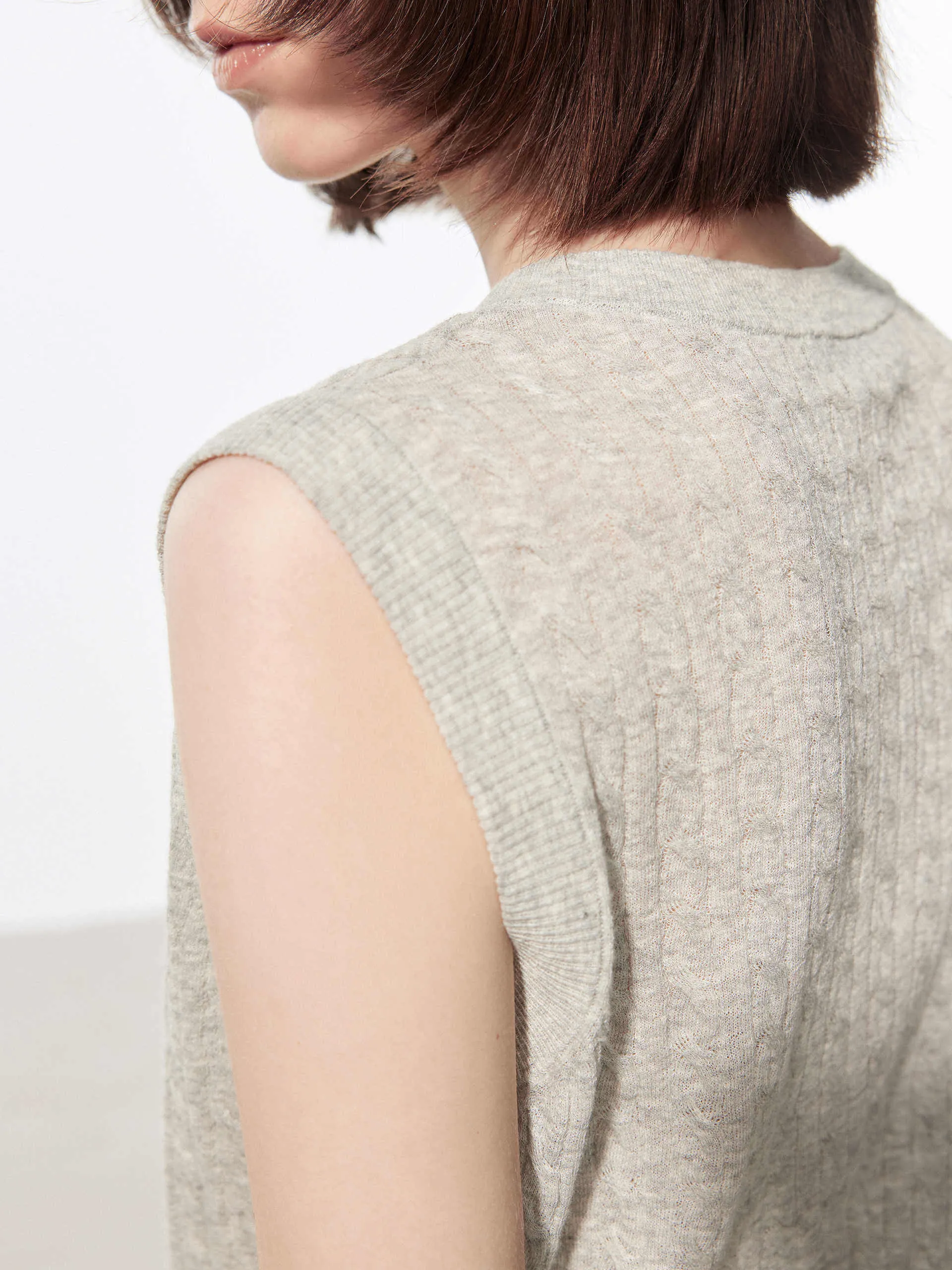 V-neck Cable Knit Vest