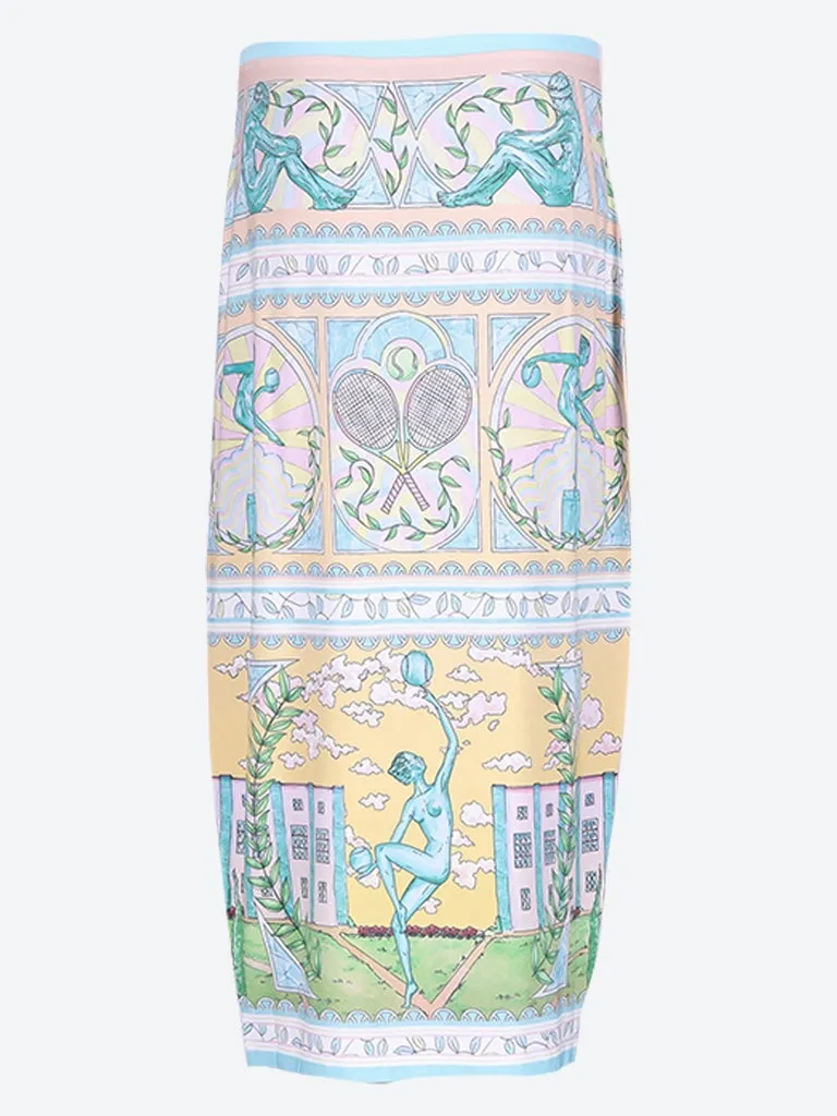 Vase printed midi pencil skirt