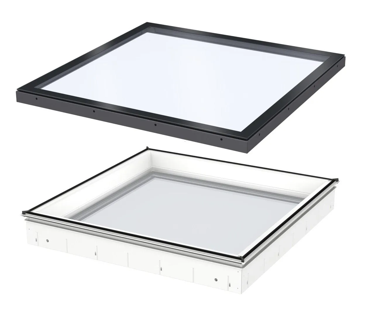 VELUX CVU 100100 S06Q SOLAR Powered Flat Glass Rooflight Package 100 x 100 cm (Including CVU Triple Glazed Base & ISU Flat Glass Top Cover)