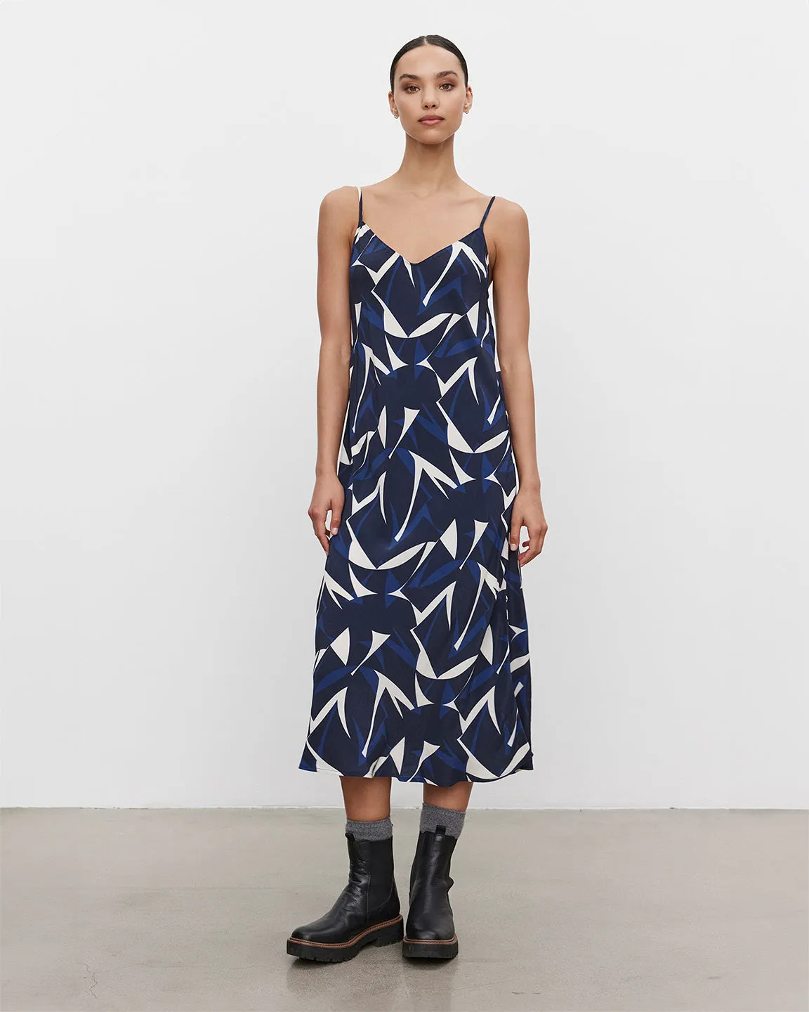 velvet by Graham and Spencer Perry Dress in Navy/Ecru