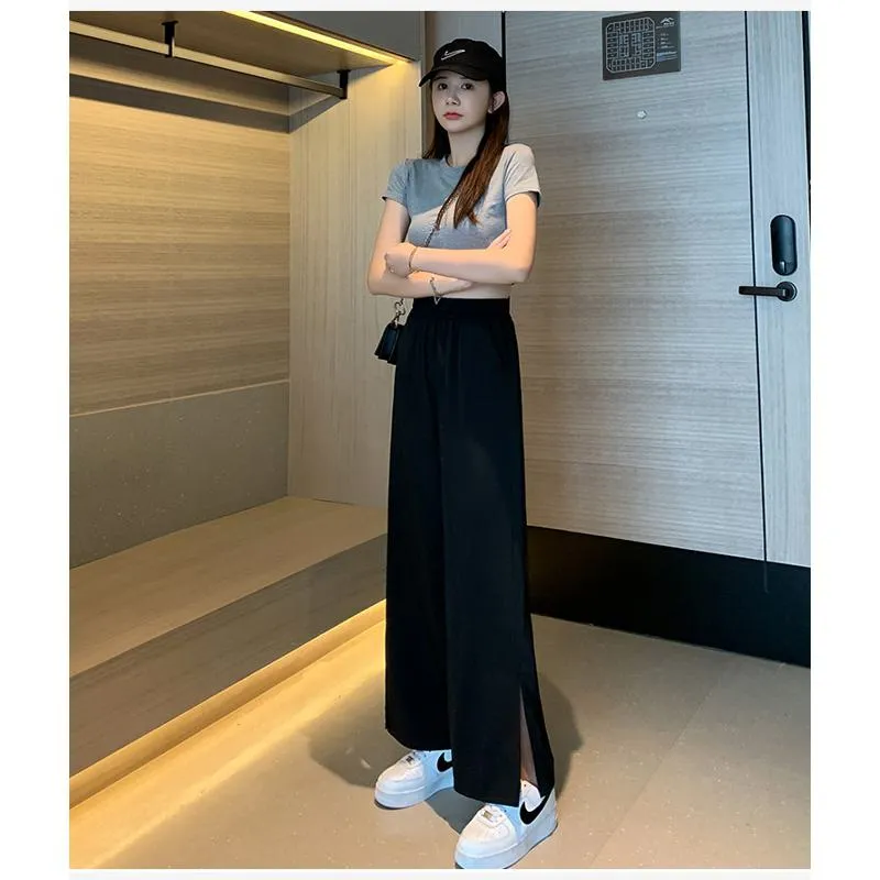 Versatile Split Loose-Fit Chiffon High-Waisted Pants