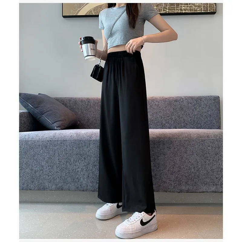 Versatile Split Loose-Fit Chiffon High-Waisted Pants