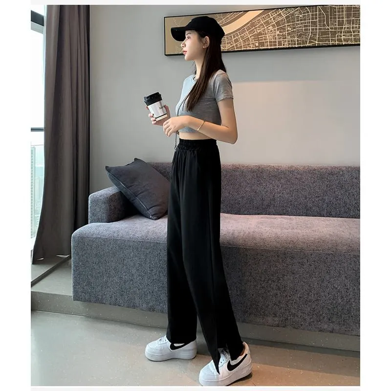 Versatile Split Loose-Fit Chiffon High-Waisted Pants