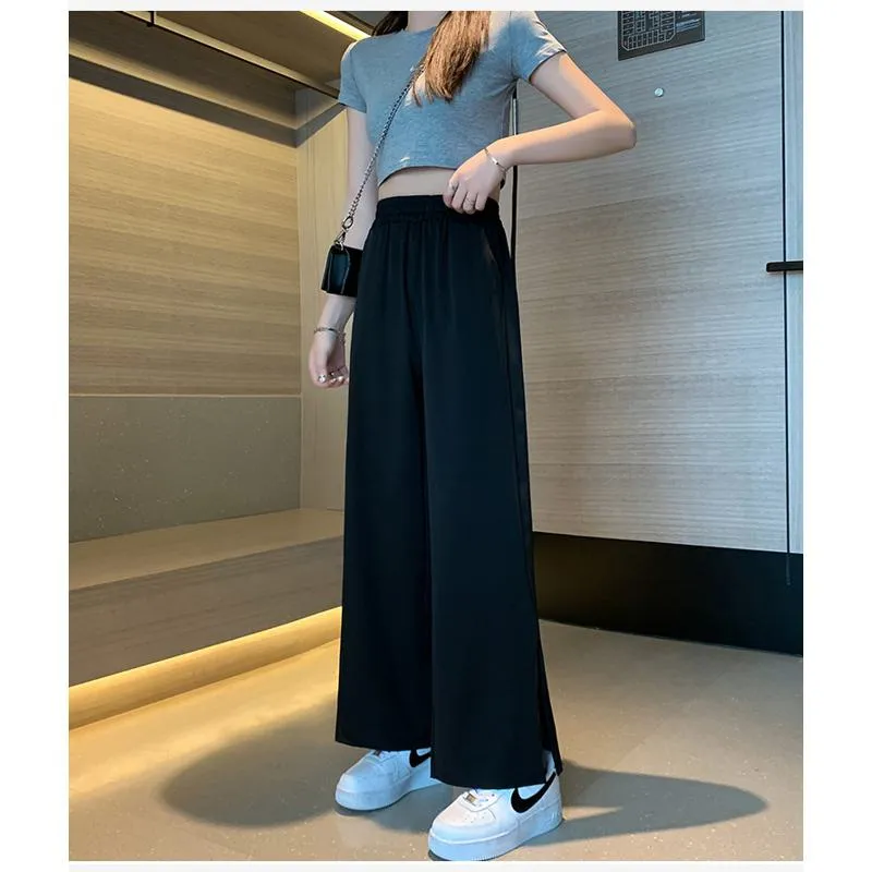 Versatile Split Loose-Fit Chiffon High-Waisted Pants