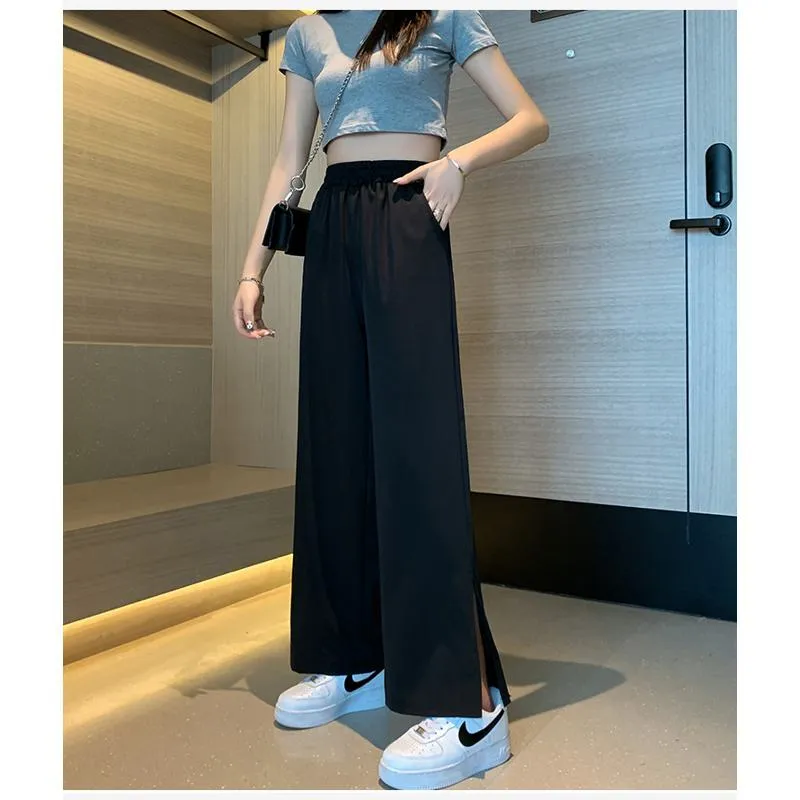 Versatile Split Loose-Fit Chiffon High-Waisted Pants