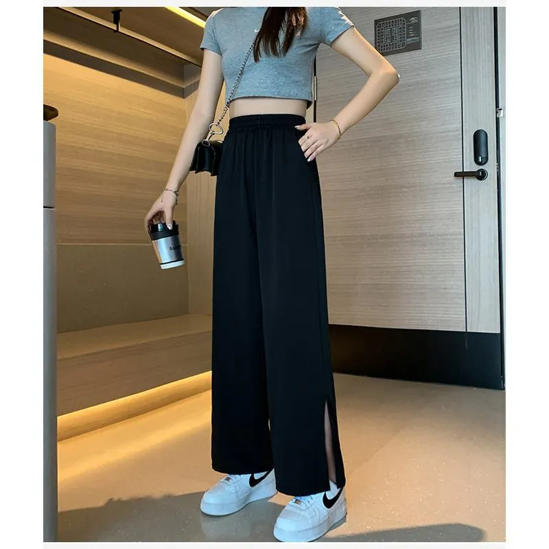 Versatile Split Loose-Fit Chiffon High-Waisted Pants