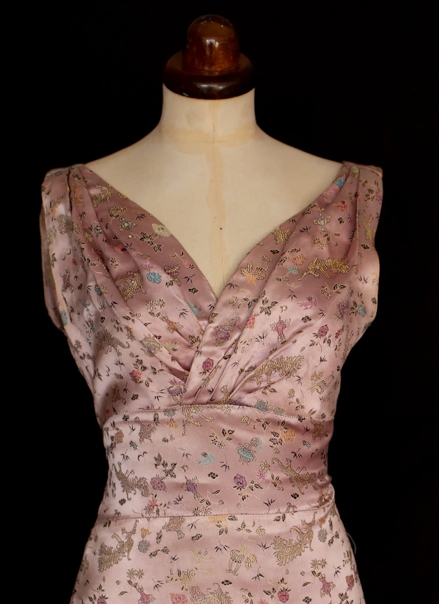 Vintage 1950s Lilac Brocade Wiggle Dress