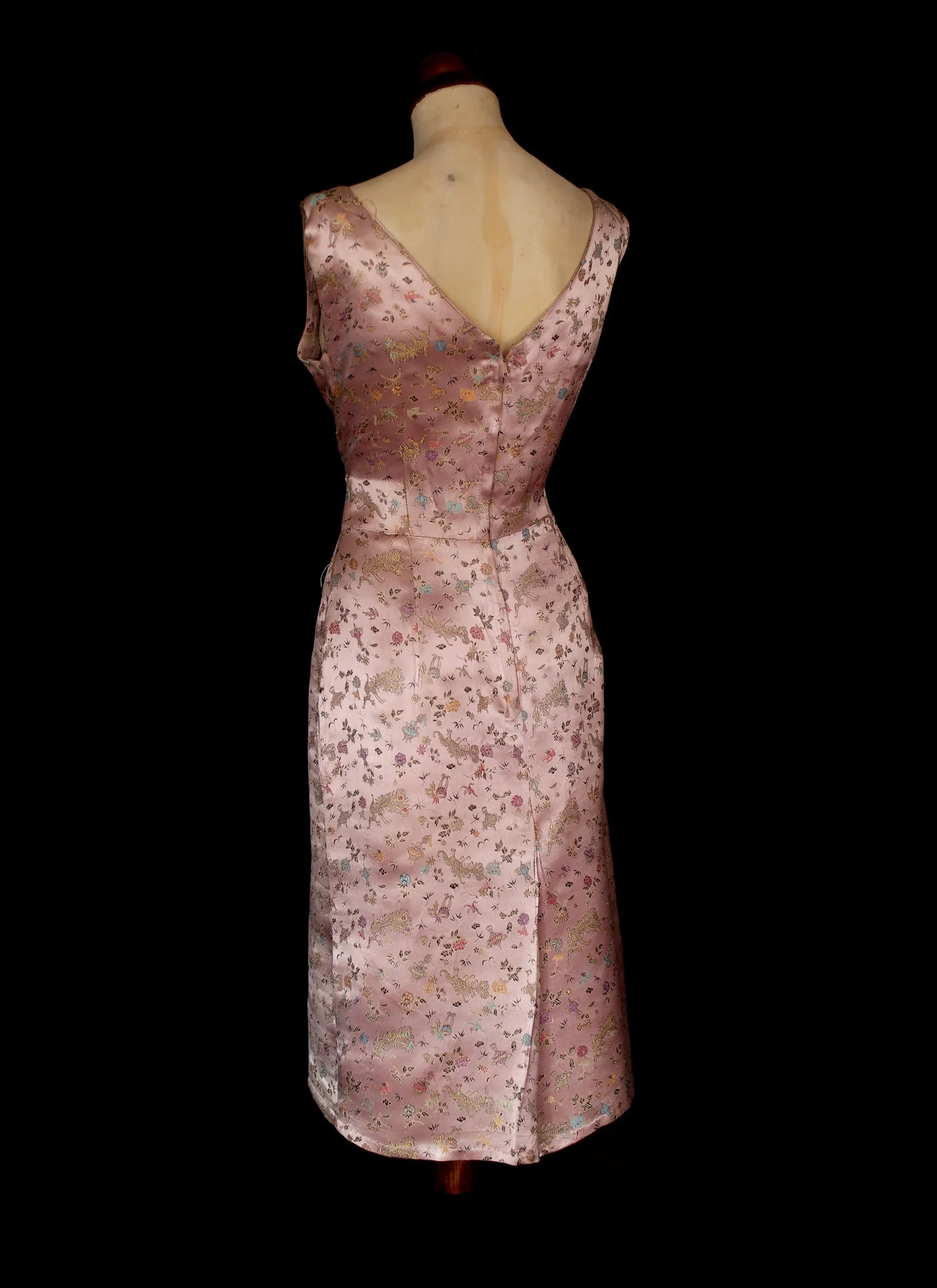 Vintage 1950s Lilac Brocade Wiggle Dress