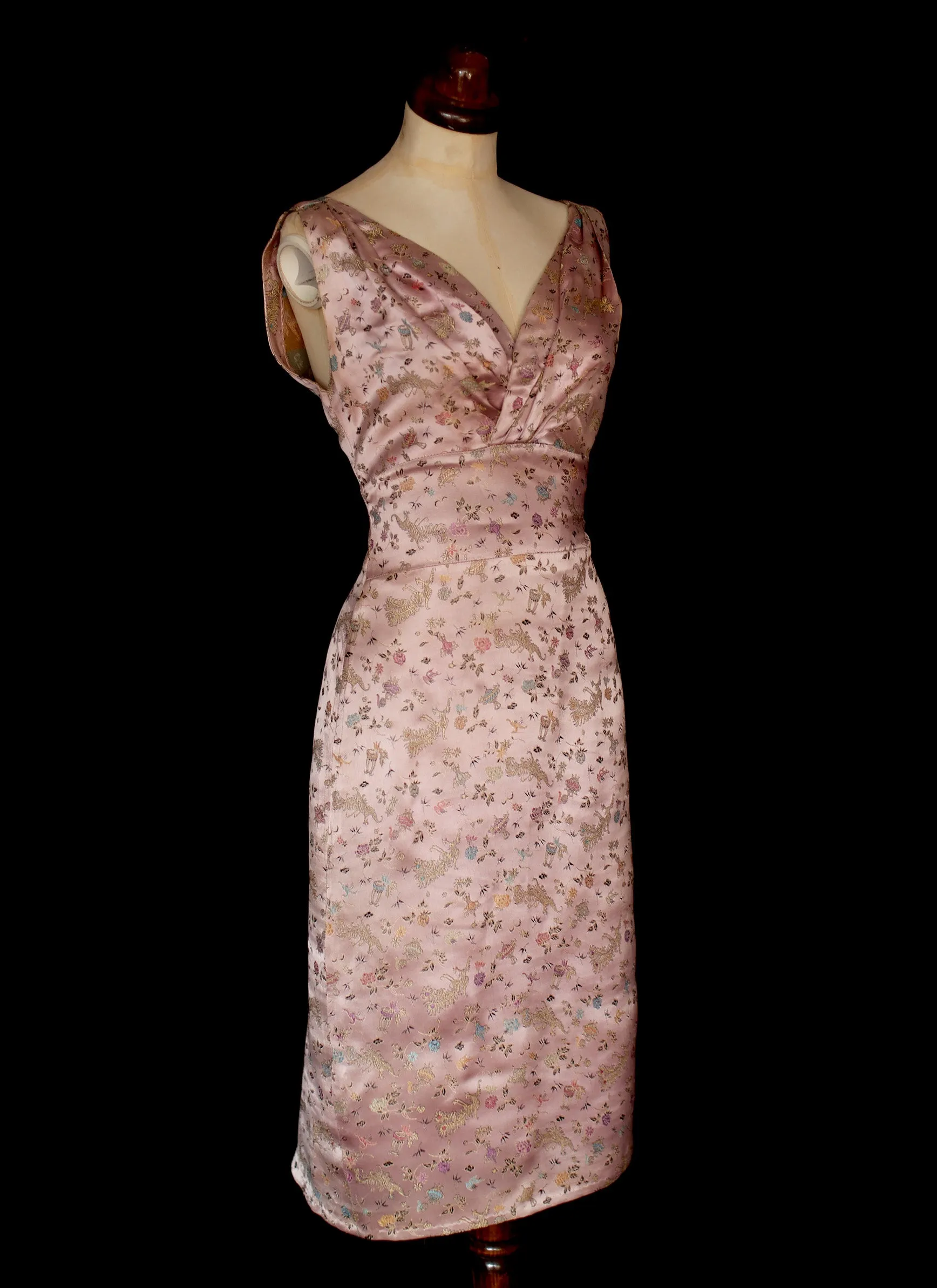 Vintage 1950s Lilac Brocade Wiggle Dress