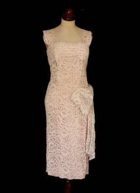 Vintage 1950s Pink Lace Cocktail Dress