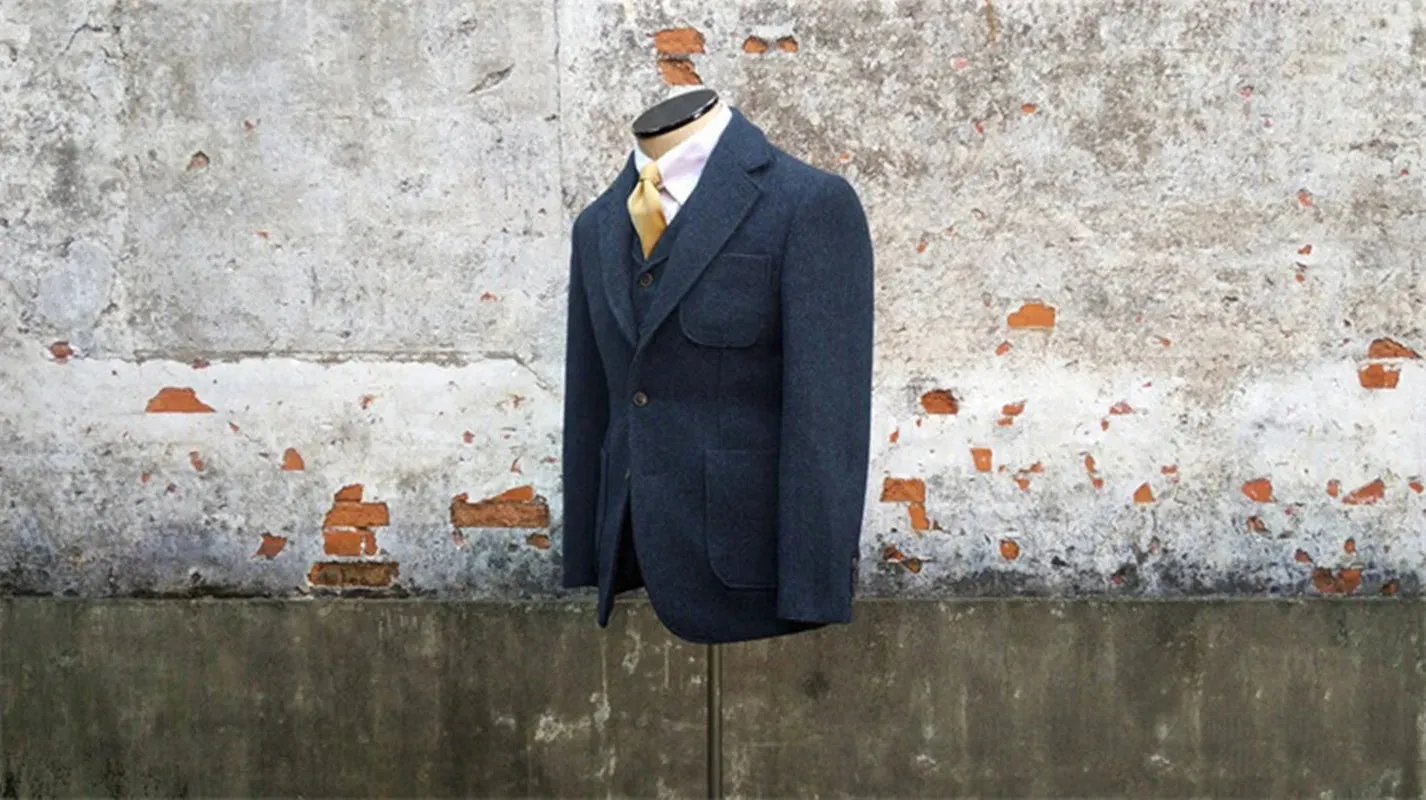 Vintage Tweed Suit Blazer for Men - Casual Jacket for Wedding - Groom's Suits