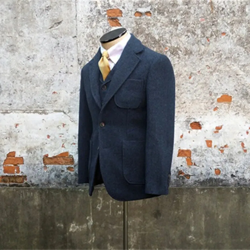 Vintage Tweed Suit Blazer for Men - Casual Jacket for Wedding - Groom's Suits