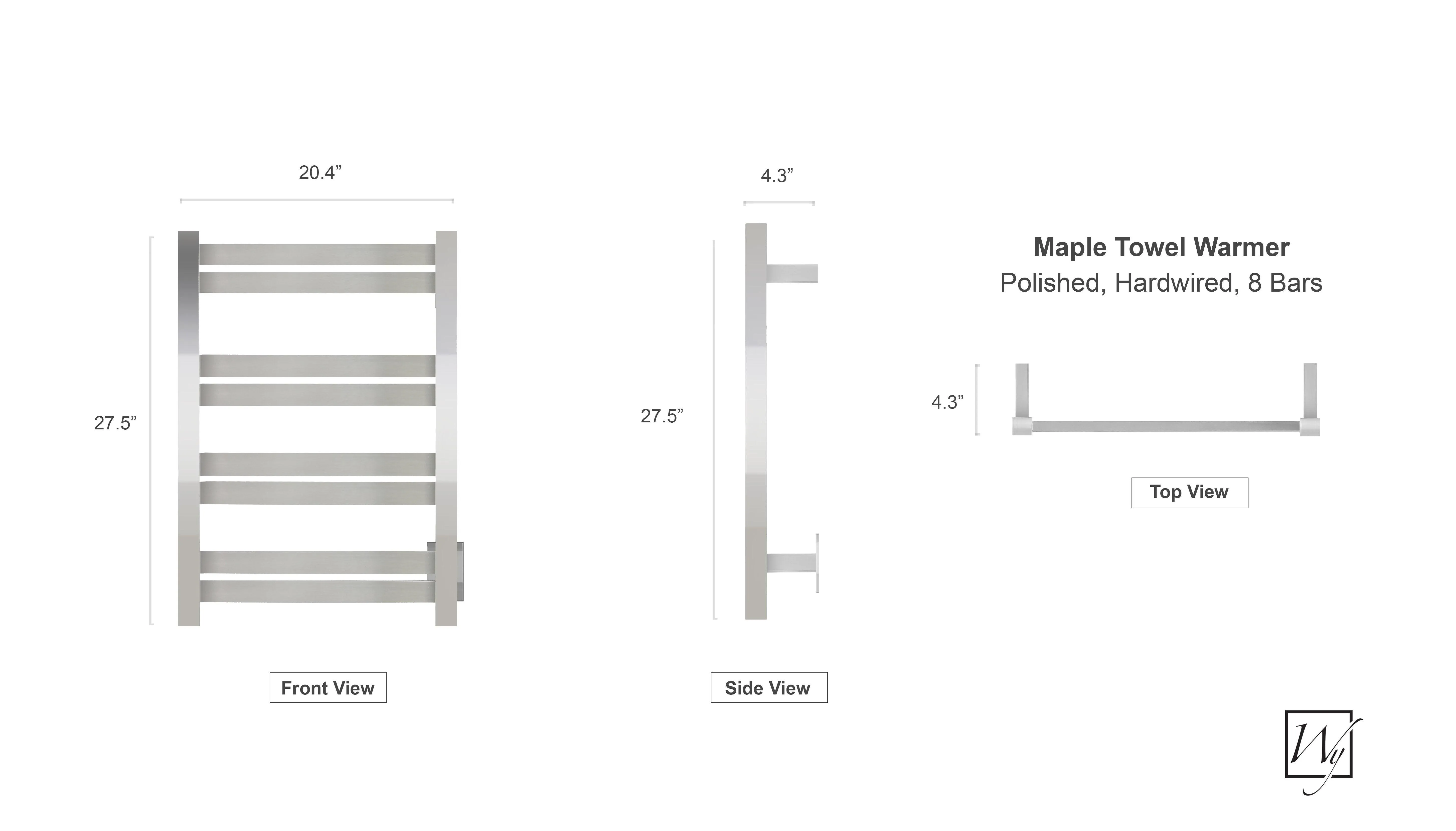 WarmlyYours Maple 8 Hardwired Towel Warmer - 20.4"w x 27.5"h