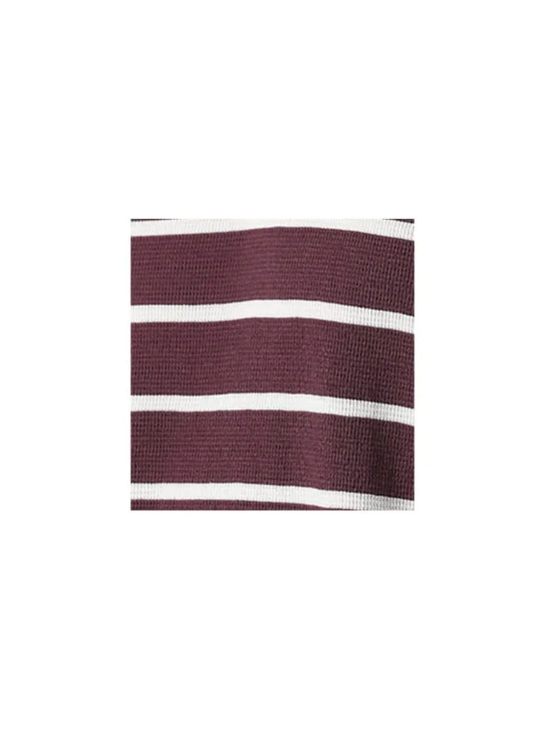 WES Casuals Striped Mauve Ribbed Slim-Fit Sweater