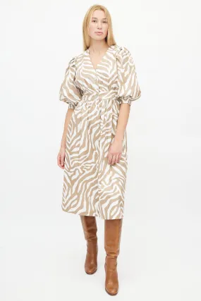 White & Brown Patterned Dress