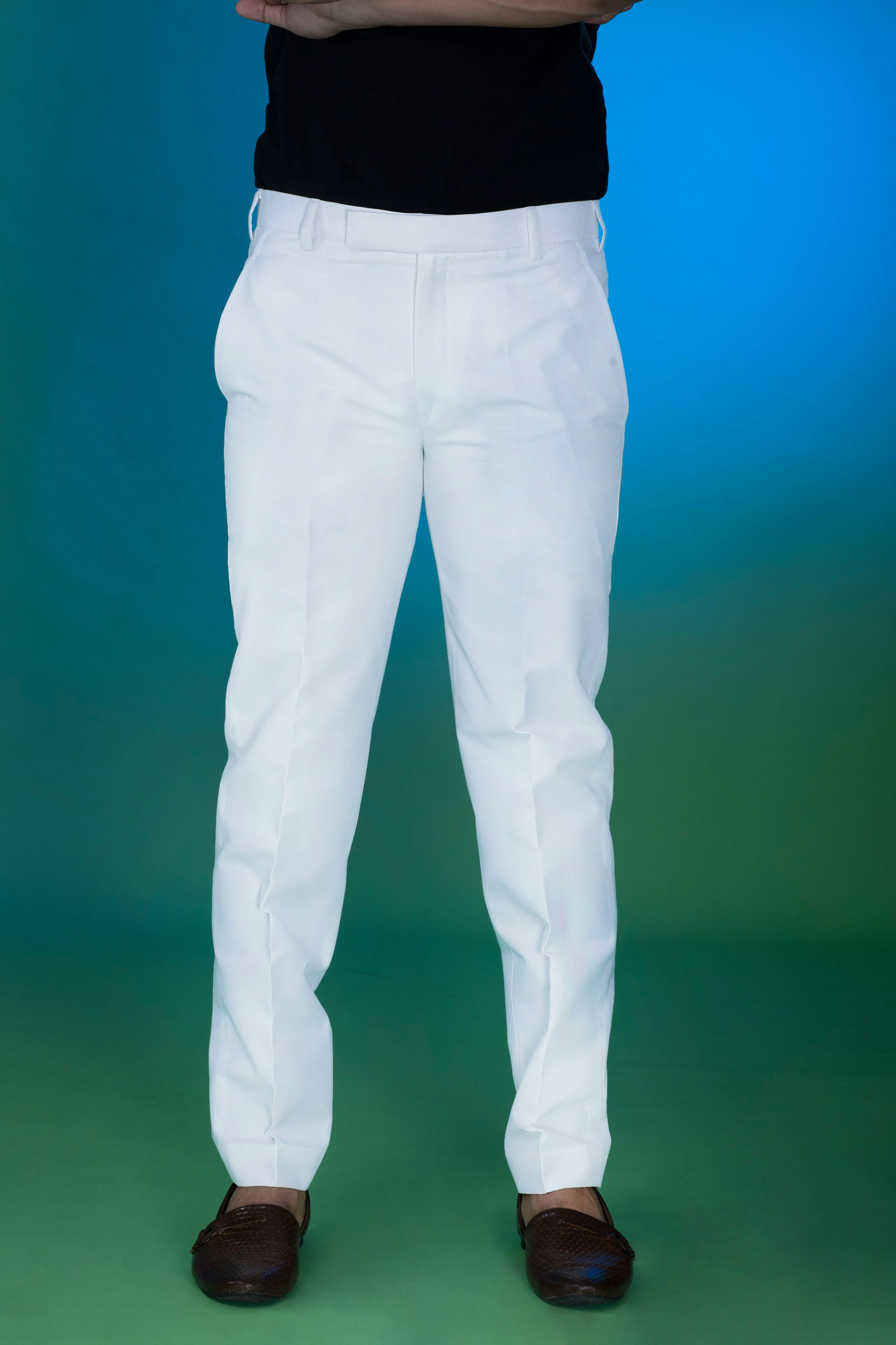 White Cotton Silk Pants