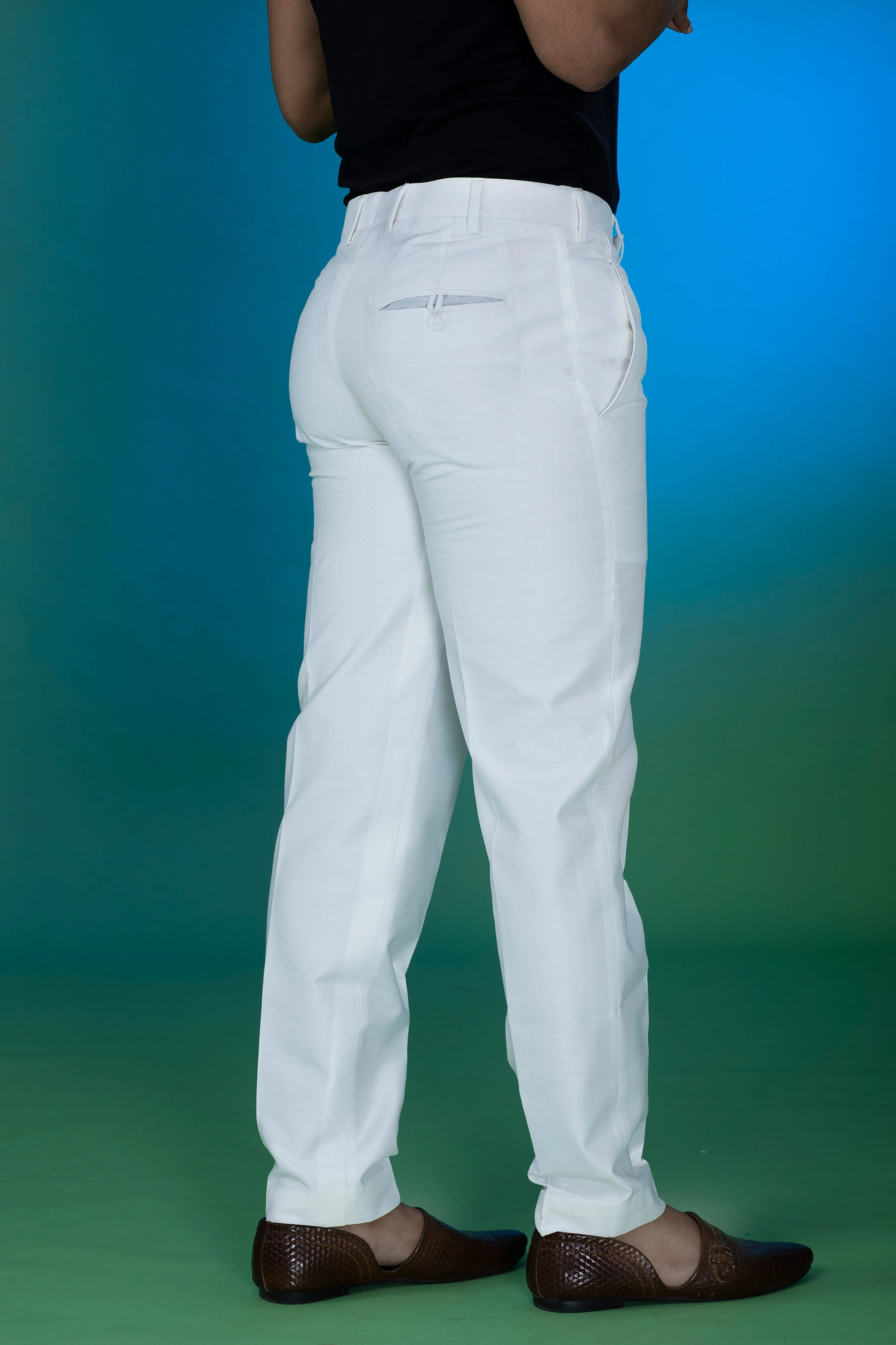 White Cotton Silk Pants