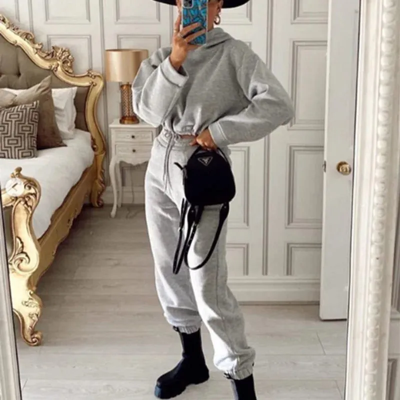 Winter Two Piece Sets Women Tracksuit Oversized Suit 2023 Autumn Trouser Suits Female Sweatshirt Solid Sports Hoodie Sportswear