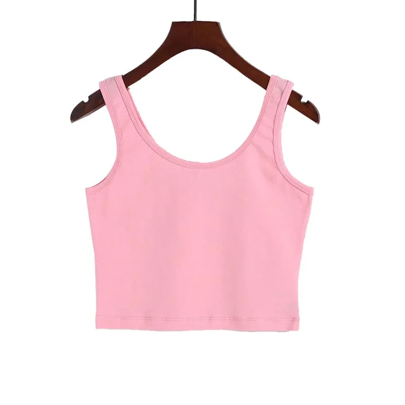 Wjczt 2022 Fashion Sexy Women Candy Colour Crop Tops Sleeveless Short Cotton Knitted Casual Tube Top Female Sleeveless Cropped Vest