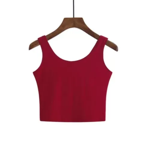 Wjczt 2022 Fashion Sexy Women Candy Colour Crop Tops Sleeveless Short Cotton Knitted Casual Tube Top Female Sleeveless Cropped Vest