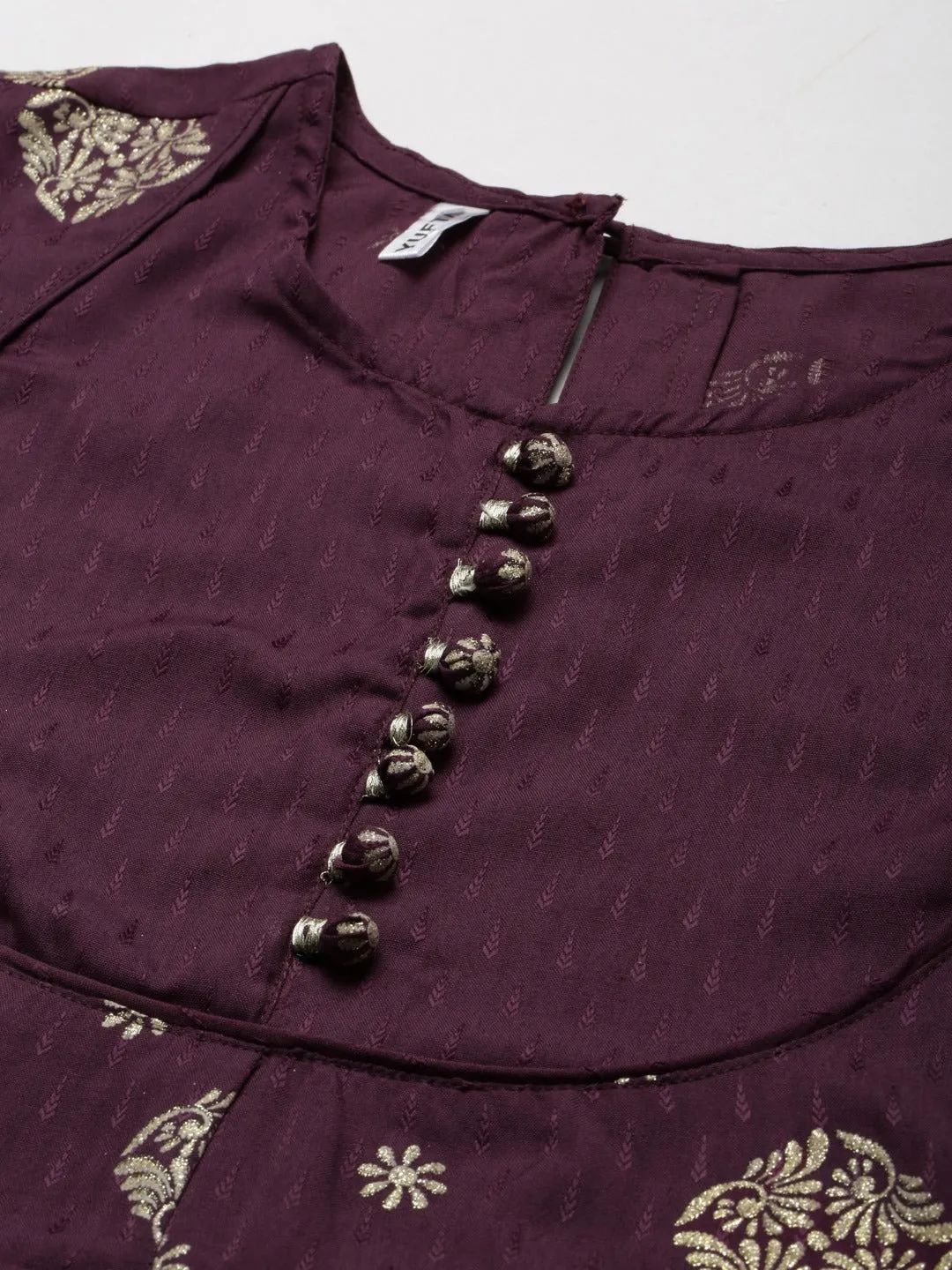 Women Burgundy Silk Blend Dress