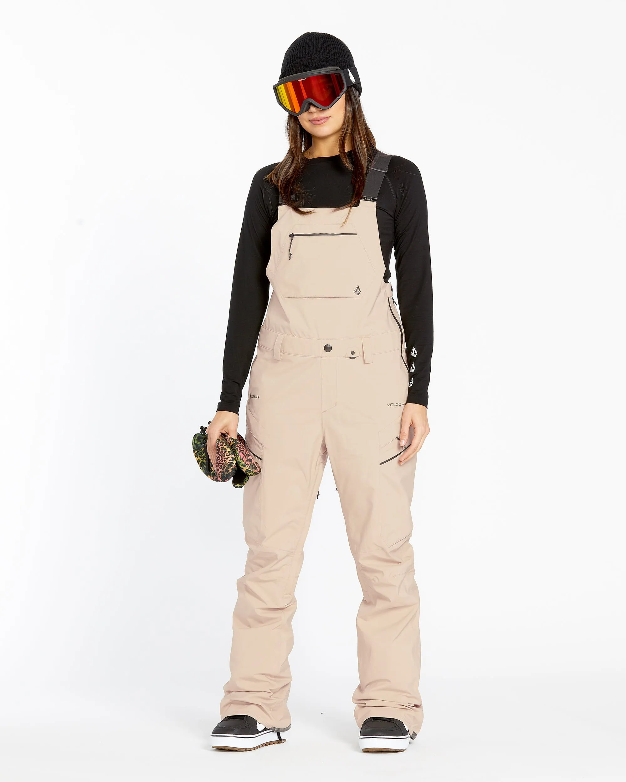 Womens Elm Stretch Gore Bib Overalls - Sand