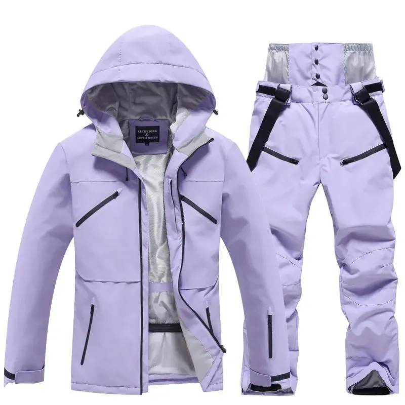 Women's Insulated Zip-up Snow Jacket & Pants Set