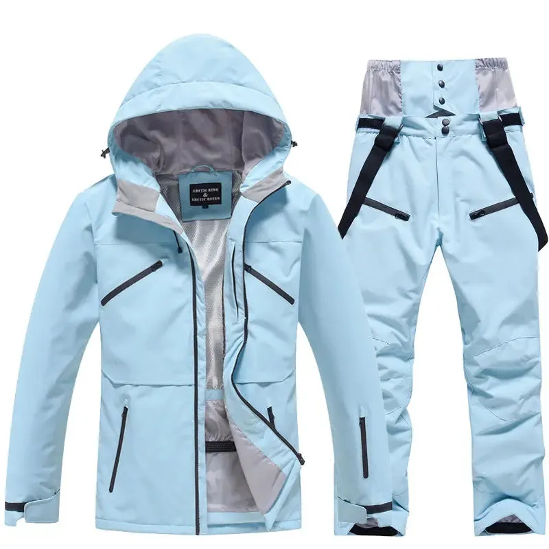 Women's Insulated Zip-up Snow Jacket & Pants Set