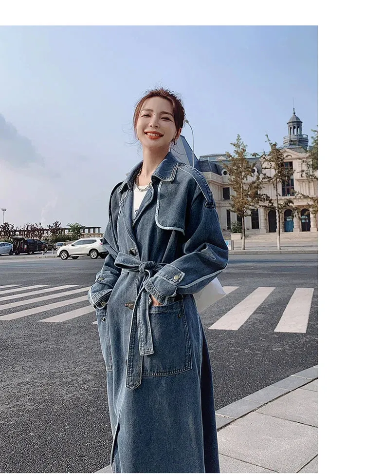 Women's Stylish Oversized Denim Trench Coat