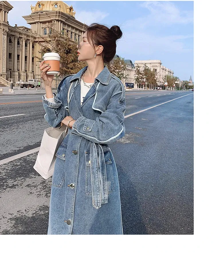 Women's Stylish Oversized Denim Trench Coat