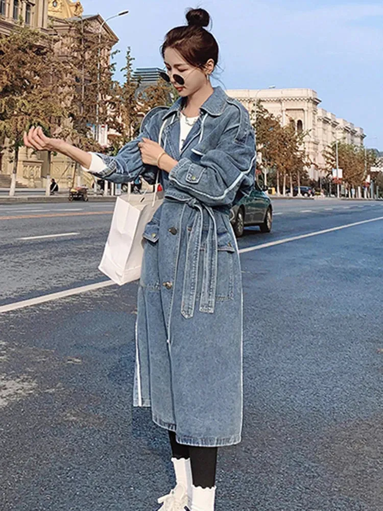 Women's Stylish Oversized Denim Trench Coat