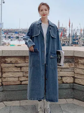 Women's Stylish Oversized Denim Trench Coat