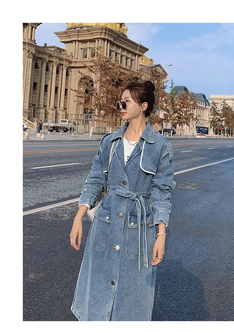 Women's Stylish Oversized Denim Trench Coat