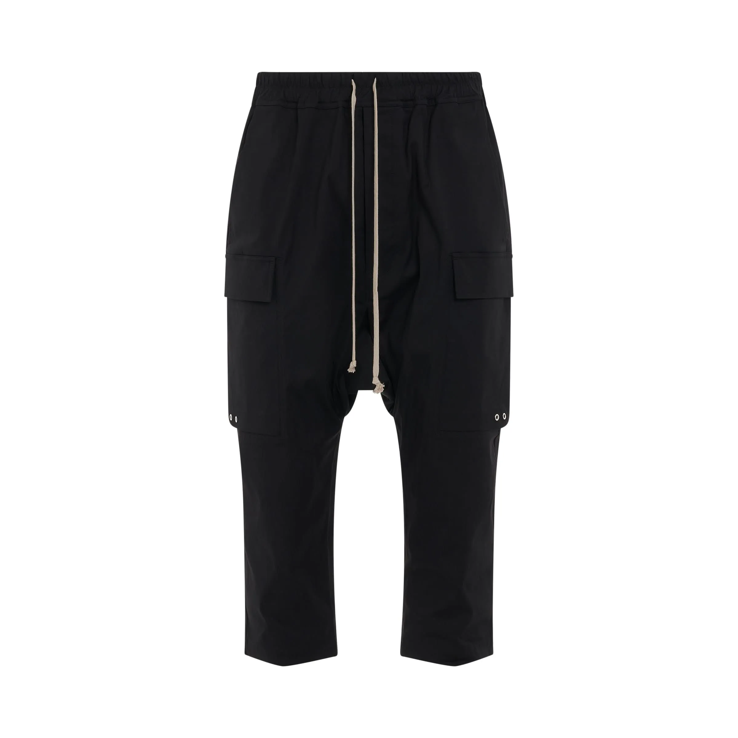 Woven Cargo Cropped Pants in Black