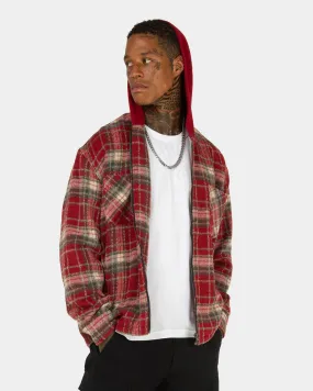 XXIII Albina Flannel Hood Shacket Red