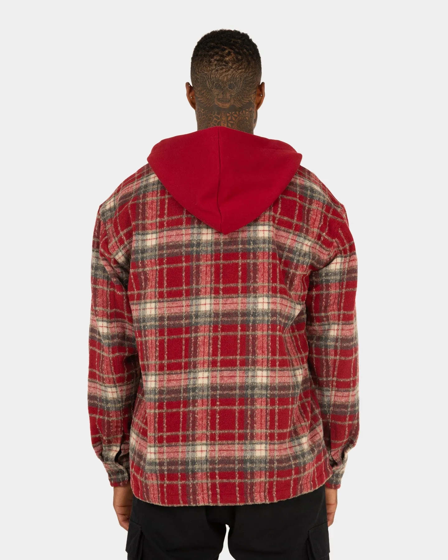 XXIII Albina Flannel Hood Shacket Red