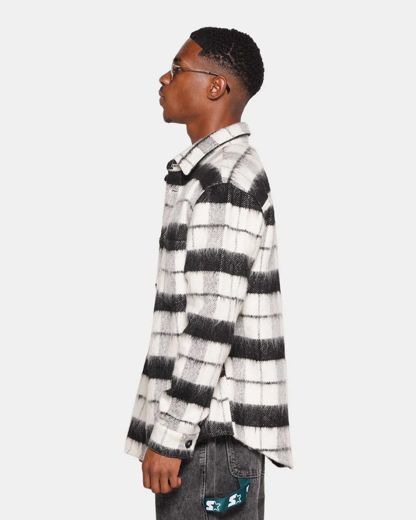 XXIII Manon Plaid Mohair Shacket Black/White