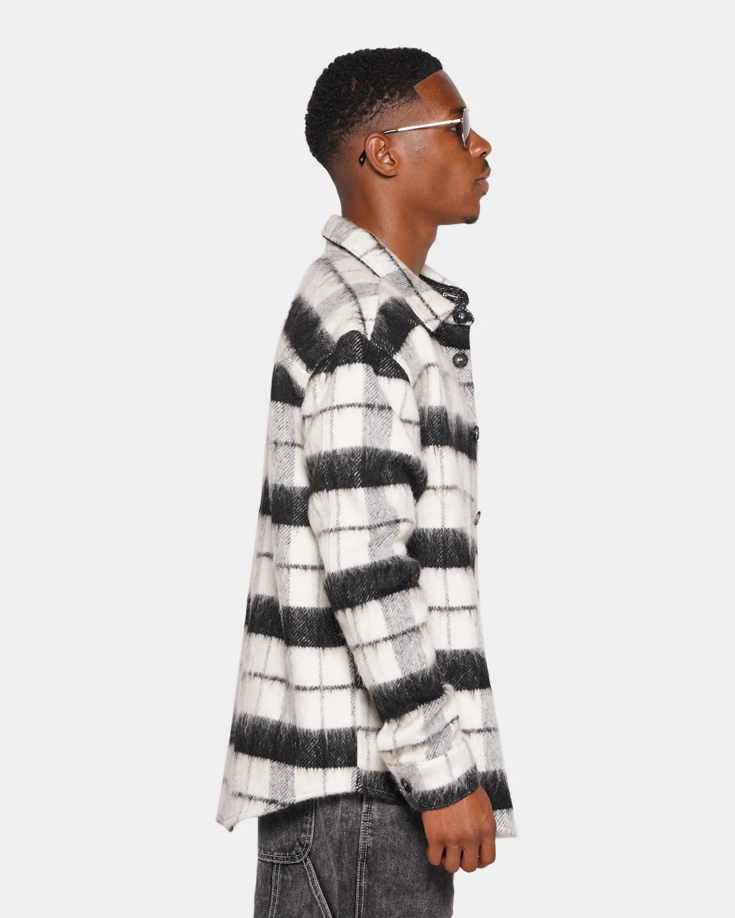 XXIII Manon Plaid Mohair Shacket Black/White