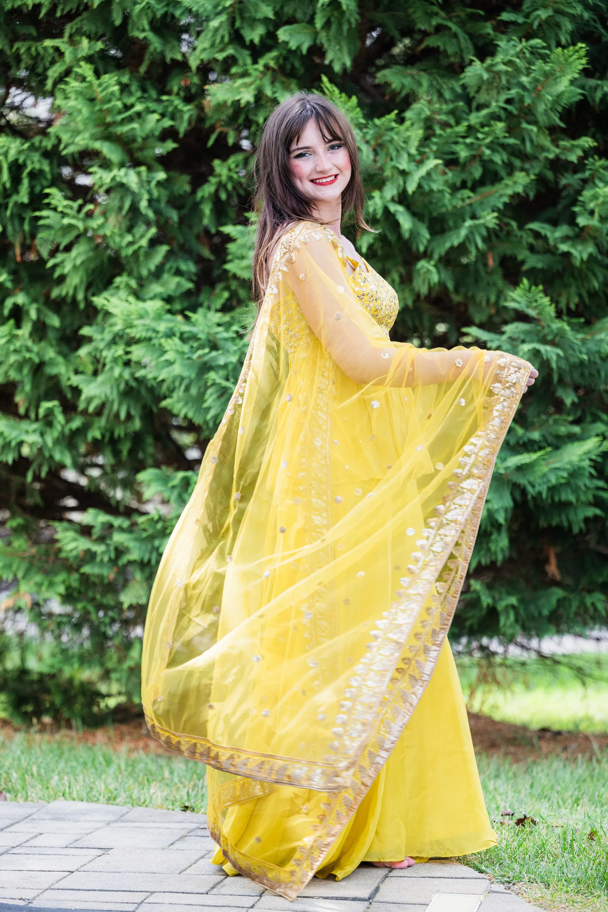 Yellow Sharara Set With Embroidered Peplum Top And Dupatta - Rent