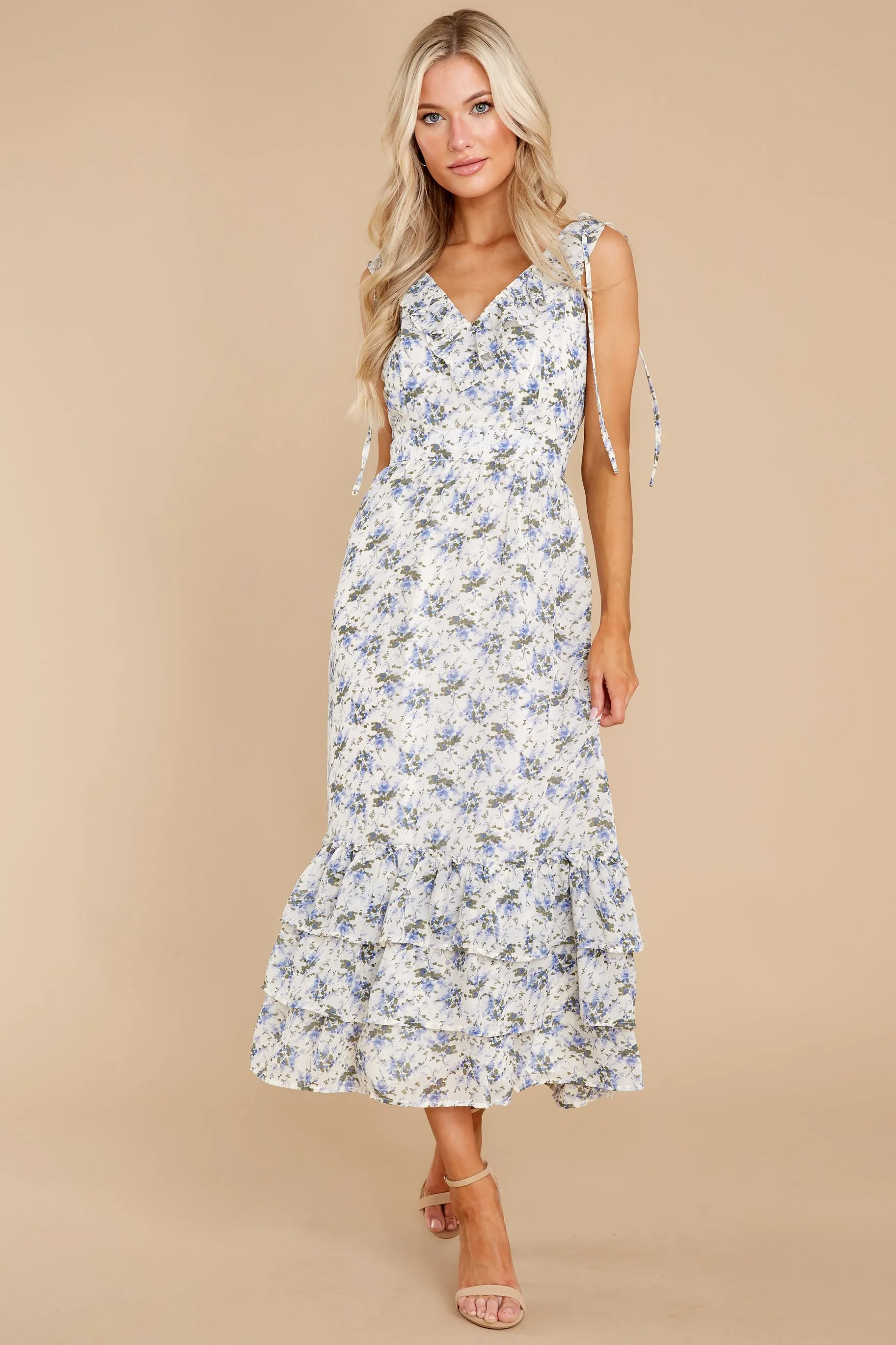 You Mean Everything Blue And White Floral Print Maxi Dress