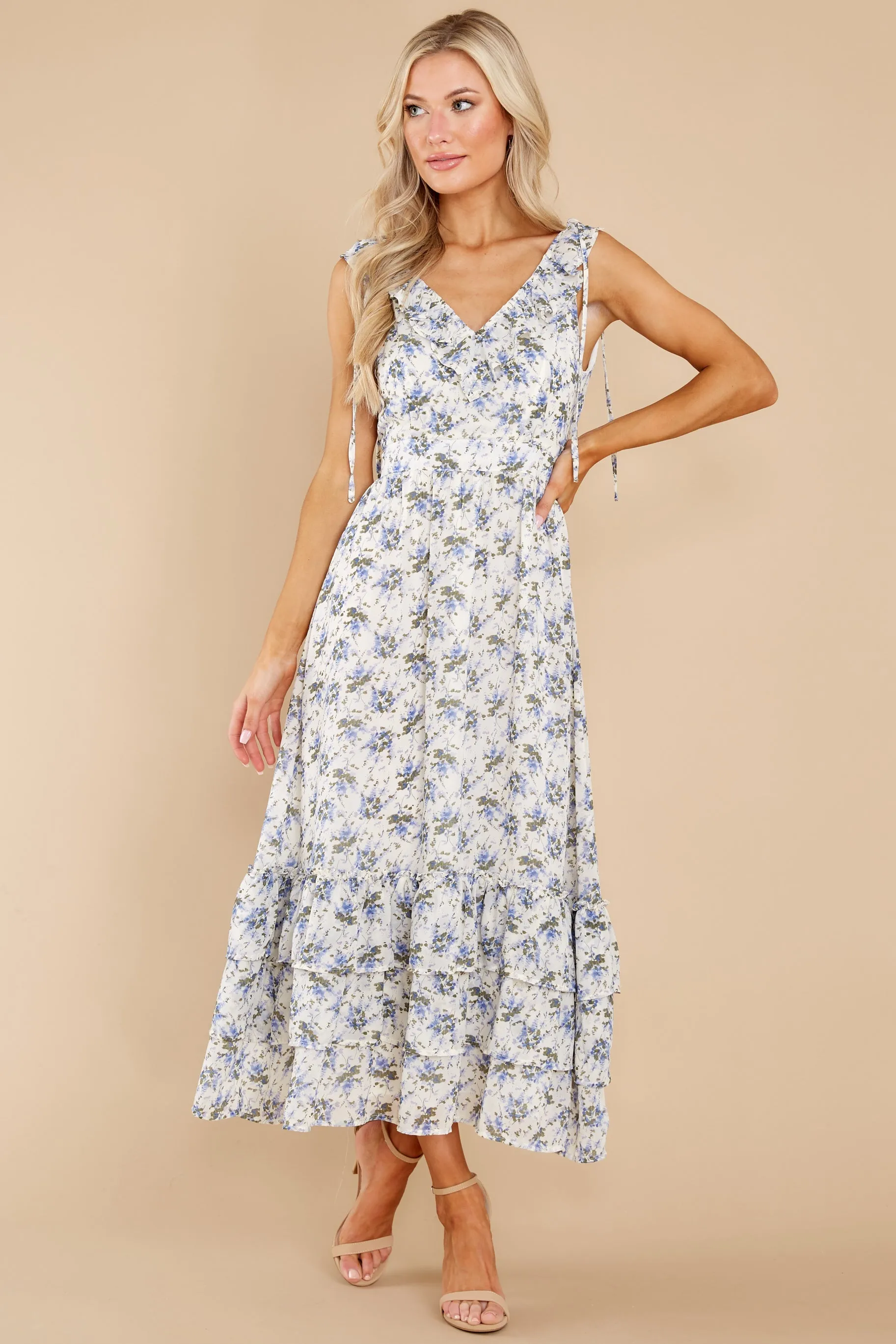 You Mean Everything Blue And White Floral Print Maxi Dress