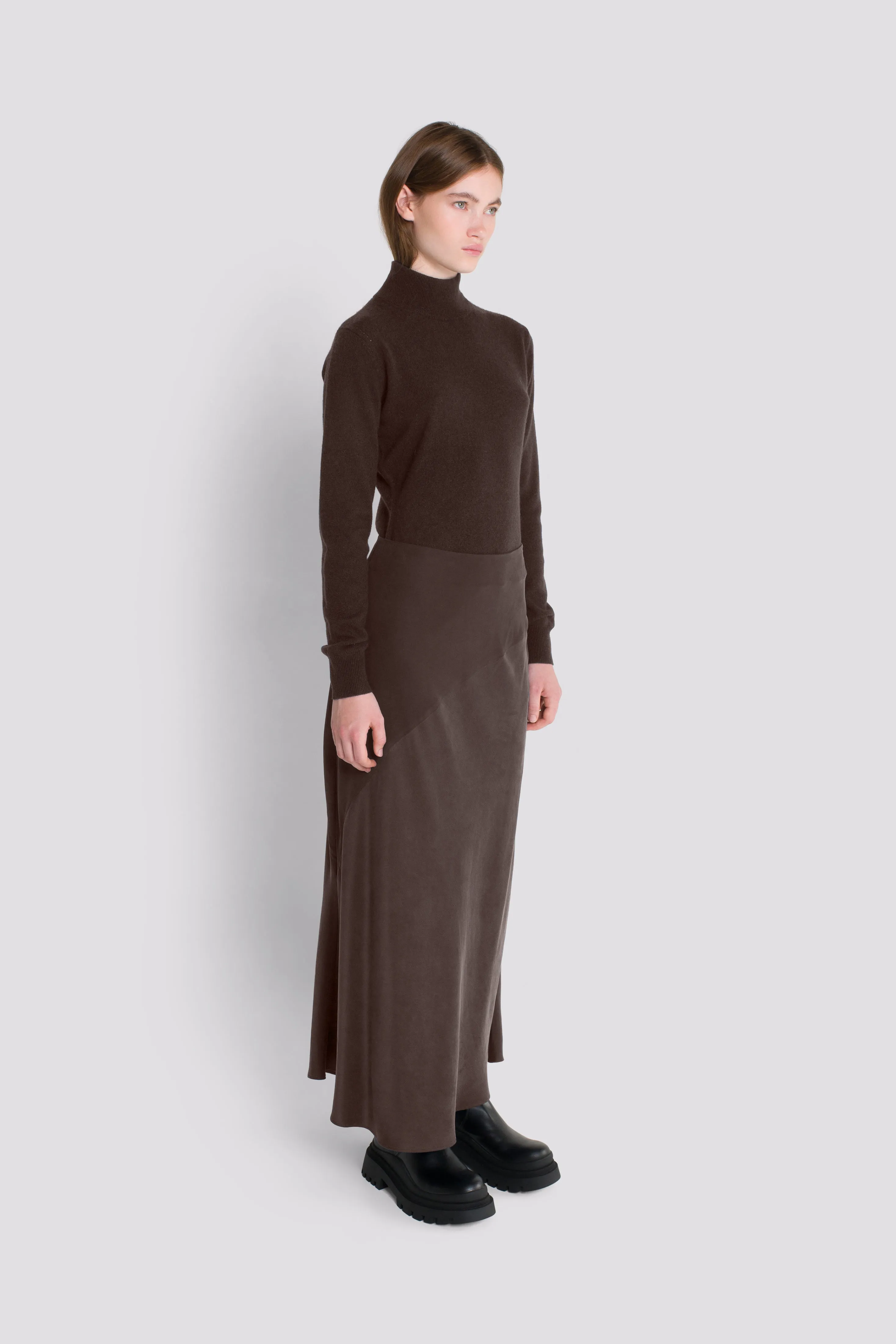 Ziba Silk Skirt - Chocolate