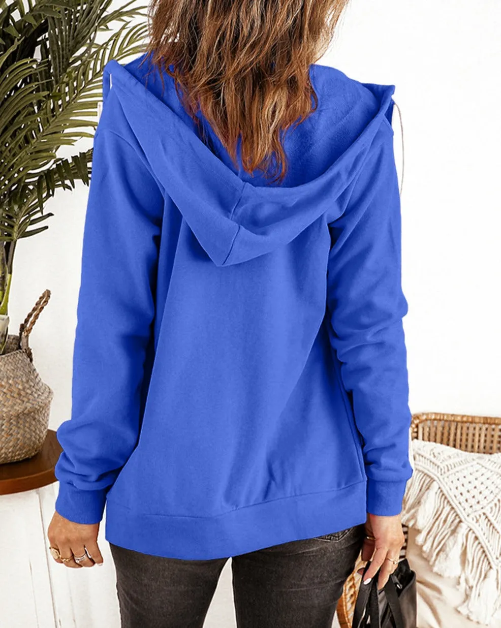 Zip-Up Drawstring Hoodie Jacket